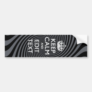 Jouw aangepaste Keep Calm tekst op zwarte swirl Bumpersticker