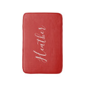 Jouw aangepaste witte script op rood badmat (Voorkant Verticaal)