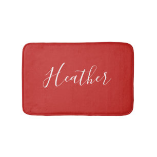 Jouw aangepaste witte script op rood badmat