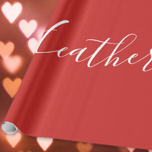 Jouw aangepaste witte script op rood cadeaupapier