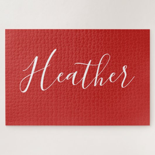 Jouw aangepaste witte script op rood legpuzzel (Horizontaal)