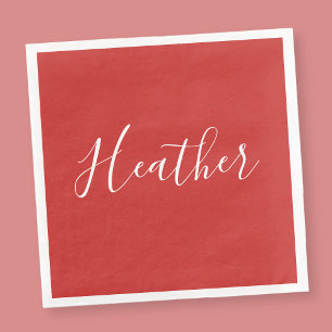 Jouw aangepaste witte script op rood servet
