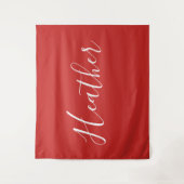 Jouw aangepaste witte script op rood wandkleed (Voorkant)