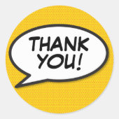 Jouw bedankbericht spraakwolk Fun Comic Ronde Sticker (Voorkant)