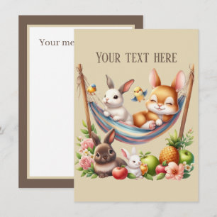 Jouw bericht hier schattige babydieren notitiekaartje