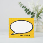 Jouw Bericht Spraakballon Fun Retro Stripboek Aankondigingskaart (Staand voorkant)