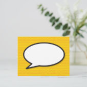 Jouw Bericht Spraakballon Fun Retro Stripboek Aankondigingskaart (Staand voorkant)