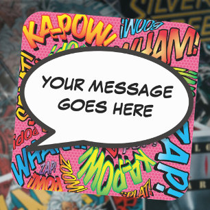 Jouw Bericht Spraakballon Fun Retro Vierkante Sticker