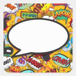 Jouw Bericht Spraakballon Leuk Retro Stripboek Vierkante Sticker