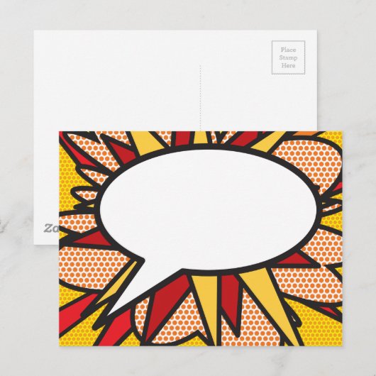 Jouw Bericht Spraakballon Leuke Retro Stripboek Briefkaart (Voorkant / Achterkant)