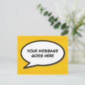 Jouw Bericht Spreekwolk Plezier Retro Stripboek Aankondigingskaart (Staand voorkant)