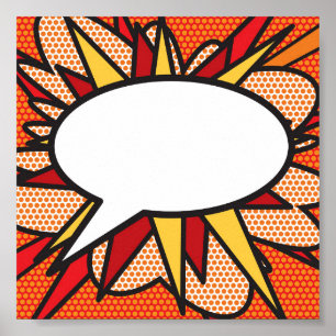 Jouw Bericht Spreekwolk Plezier Retro Stripboek Poster