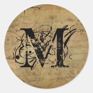 Jouw brief. Aangepast Monogram. gevoel. Ronde Sticker