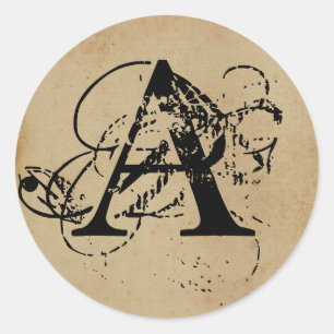 Jouw brief. Aangepast Monogram. gevoel. Ronde Sticker