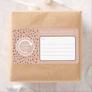JOUW EIGEN LOGO Beige & Boho Bruine Stippen Etiket