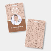 JOUW EIGEN LOGO Beige Foto  Badge (Voor- en achterkant)