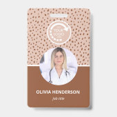 JOUW EIGEN LOGO Beige Foto  Badge (Voorzijde)
