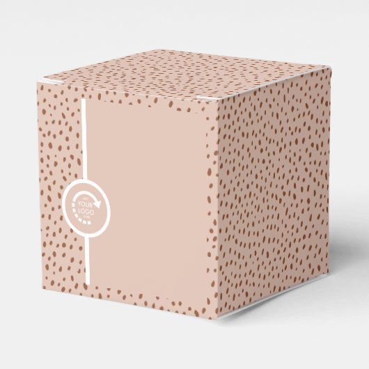 JOUW EIGEN LOGO Boho Beige & Bruine Stippen Favor  Bedankdoosjes (Voorkant Zijde)