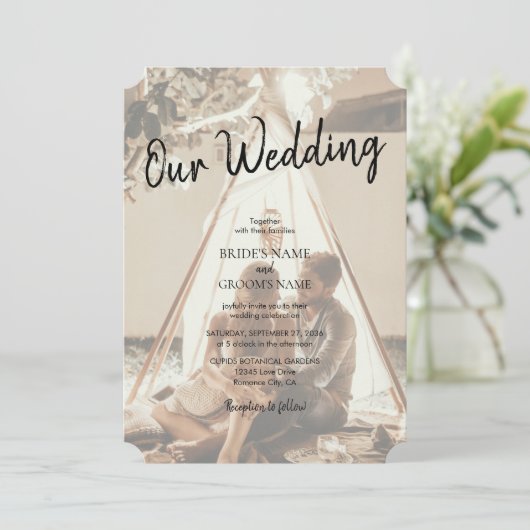 Jouw eigen vervaagde foto's van trouwkaarten kaart (Staand voorkant)