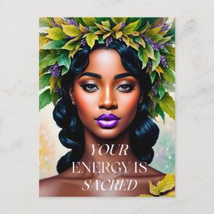 Jouw energie is heilige zwarte vrouw botanische ku briefkaart