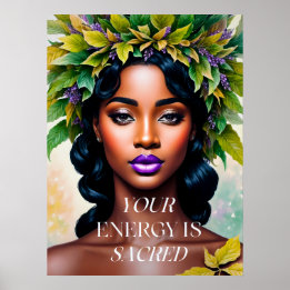 Jouw energie is heilige zwarte vrouw botanische ku poster