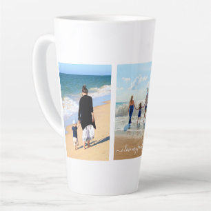 Jouw familiefotocollage Latte-mok geschenk met tek Latte Mok