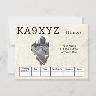 Jouw foto Illinois Shaped Cutout Custom QSL Briefkaart