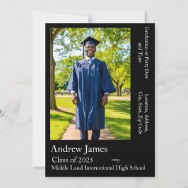 Jouw foto in het zwart - Klasse van 2025 Magnetische Uitnodiging