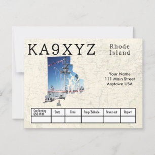 Jouw foto Rhode Island Shaped Cutout Custom QSL Briefkaart