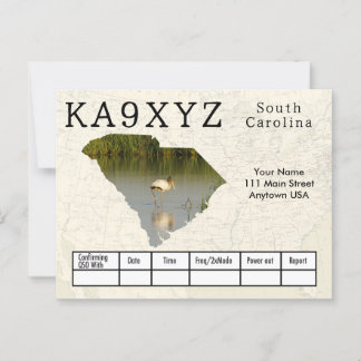 Jouw foto South Carolina Shaped Cutout Custom QSL Briefkaart
