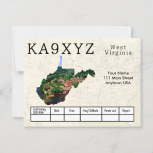 Jouw foto West Virginia Shaped Cutout Custom QSL Briefkaart