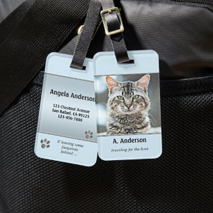 Jouw Funny Cat Photo Bagagelabel
