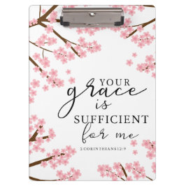 Jouw Grace is voldoende Bijbelse Cherry Blossom. Klembord