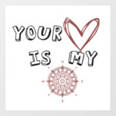 Jouw hart is mijn kompas. raamsticker (Vel)