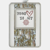 Jouw hart is mijn kompas. verzilverd kader ornament (Voorkant)