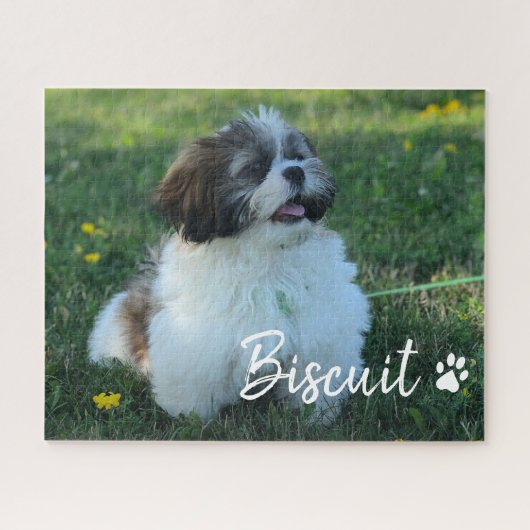 Jouw hond Naam Script Aangepaste Foto Legpuzzel (Horizontaal)