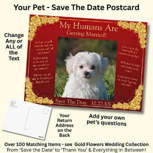 Jouw huisdier foto save the date gouden rozen donk briefkaart