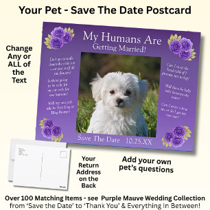 Jouw huisdier foto save the date paarse mauve bloe briefkaart