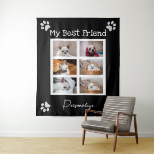 Jouw huisdier hond aangepaste fotocollage beste vr wandkleed