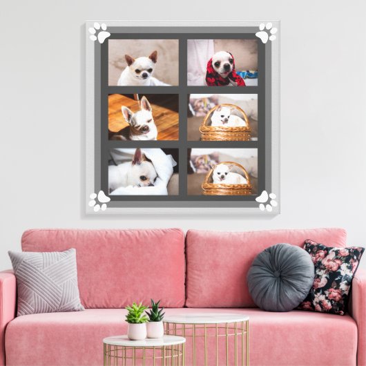 Jouw huisdier hond puppy aangepaste foto collage c canvas afdruk (Insitu (Woonkamer))