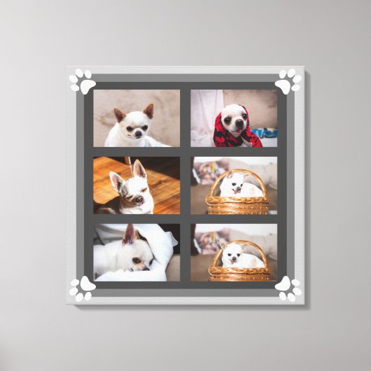 Jouw huisdier hond puppy aangepaste foto collage c canvas afdruk (Voorkant)