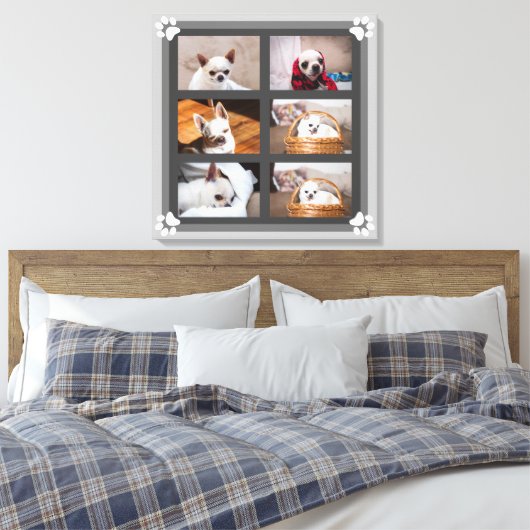 Jouw huisdier hond puppy aangepaste foto collage c canvas afdruk (Insitu (Slaapkamer))