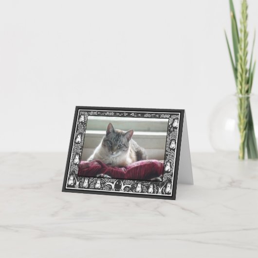 Jouw Huwelijksfoto Dank Je Wel Zwart Wit Kunst Bedankkaart (Voorkant)