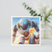 Jouw kind en robot vriend, beste vrienden kaart (Staand voorkant)