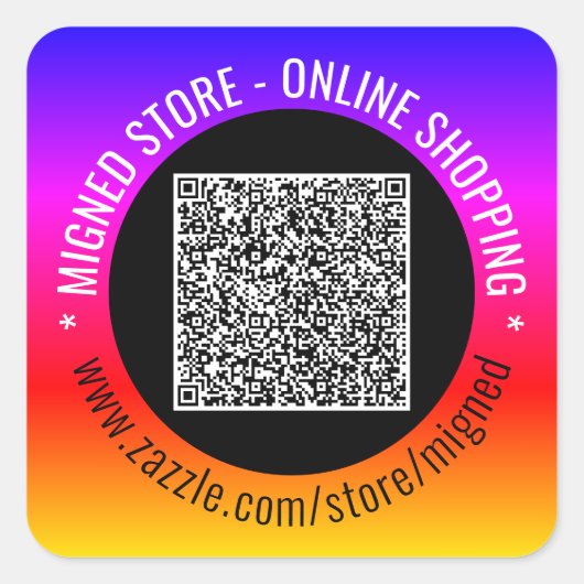 Jouw Kleur QR Code Sticker Voorbeeld Aangepaste Te (Voorkant)