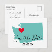 Jouw kleuren Washington kaartvorm save the date Aankondigingskaart (Voorkant / Achterkant)