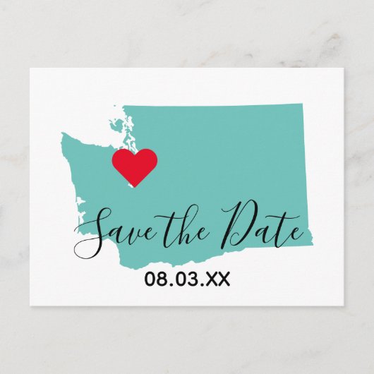 Jouw kleuren Washington kaartvorm save the date Aankondigingskaart (Voorkant)