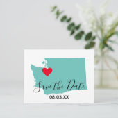 Jouw kleuren Washington kaartvorm save the date Aankondigingskaart (Staand voorkant)