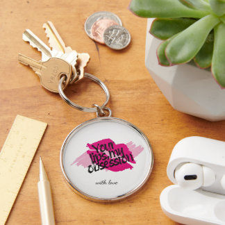 Jouw lippen, mijn obsessie– Romantisch roze cadeau Sleutelhanger