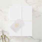 Jouw Logo | Bedrijfs Moderne Minimale Wit en Goud Cadeaulabels (Met Koord)